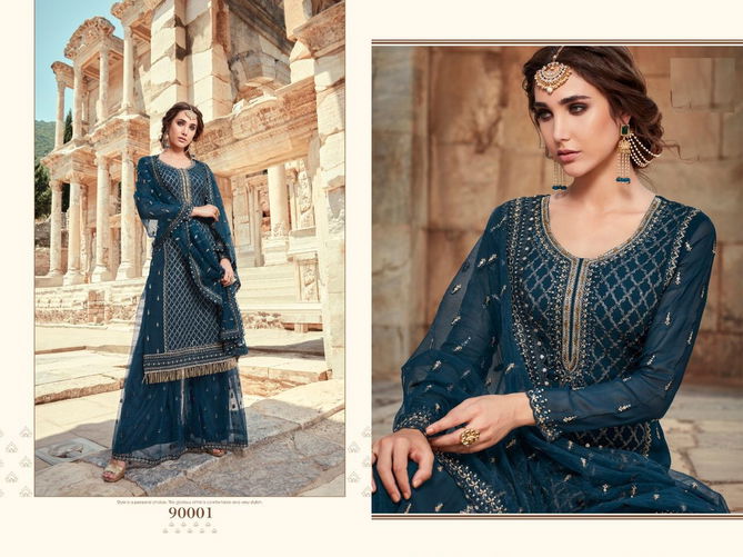 Super Hit 90001 Colors Faux Georgette Heavy Embroidery Latest Fancy  Designer Wedding Wear Salwar Kameez